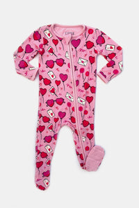Soft & Stretchy Zipper Footie - Heart Party