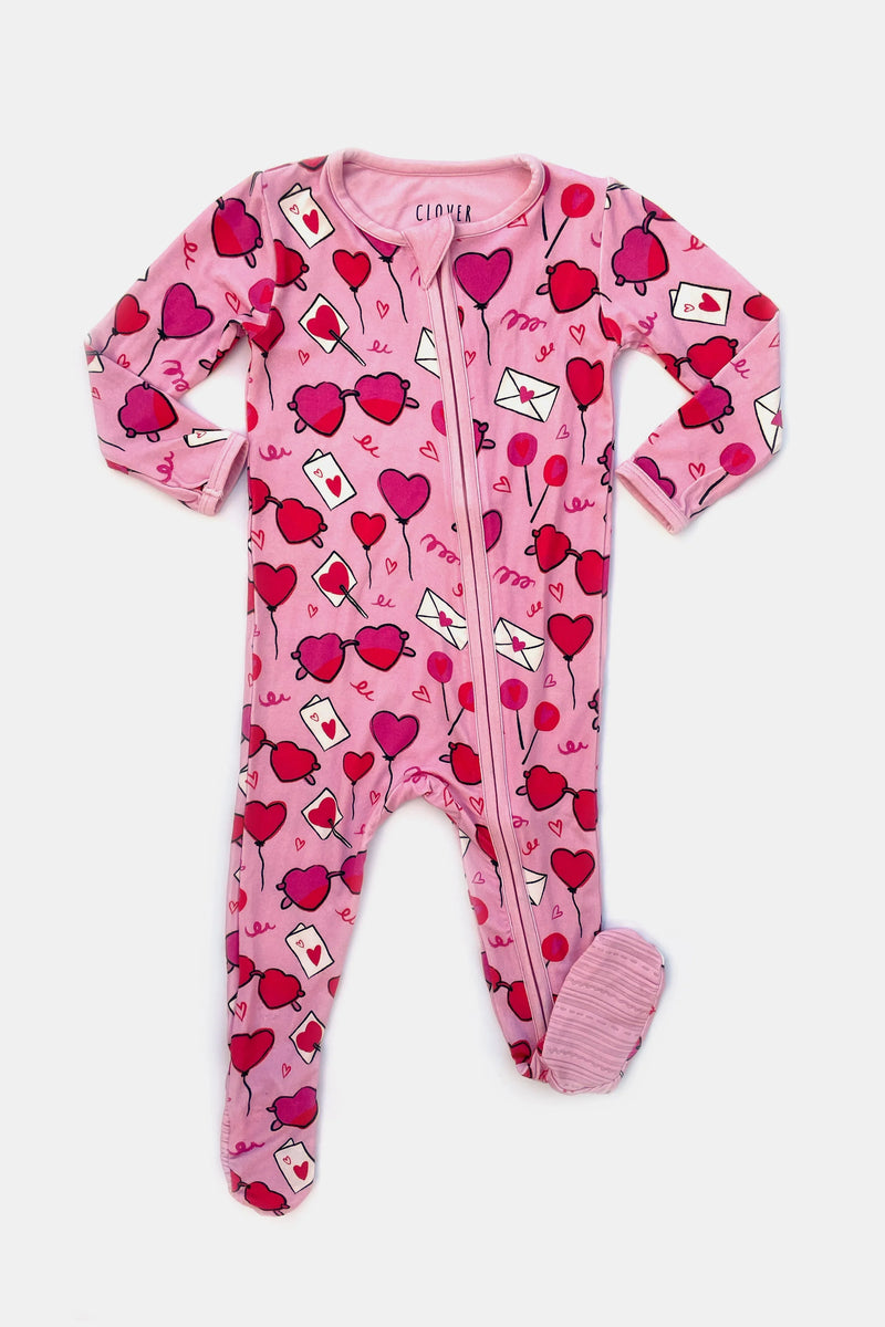 Soft & Stretchy Zipper Footie - Heart Party - BIG FRENCHIES
