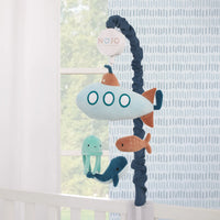 Explore Dream Discover Light Blue, Navy, and Aqua Submarine Plush Musical Mobile - BIG FRENCHIES