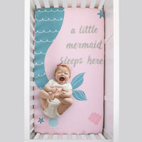 Sugar Reef Mermaid Photo Op 100% Cotton Fitted Crib Sheet, A Little Mermaid Sleeps Here - BIG FRENCHIES