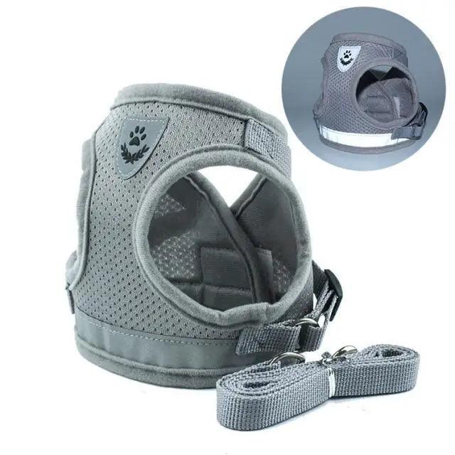 Dog Harness and Leash Set For  Small Medium Dogs Nylon Mesh Puppy Cat Harnesses Vest Reflective Walking Lead Leash Puppy Harness and Leash No Pull Adjustable Reflective Harness with Soft Mesh for Puppies and Small Dogs-Harnesses-BIG FRENCHIES-Stevvex