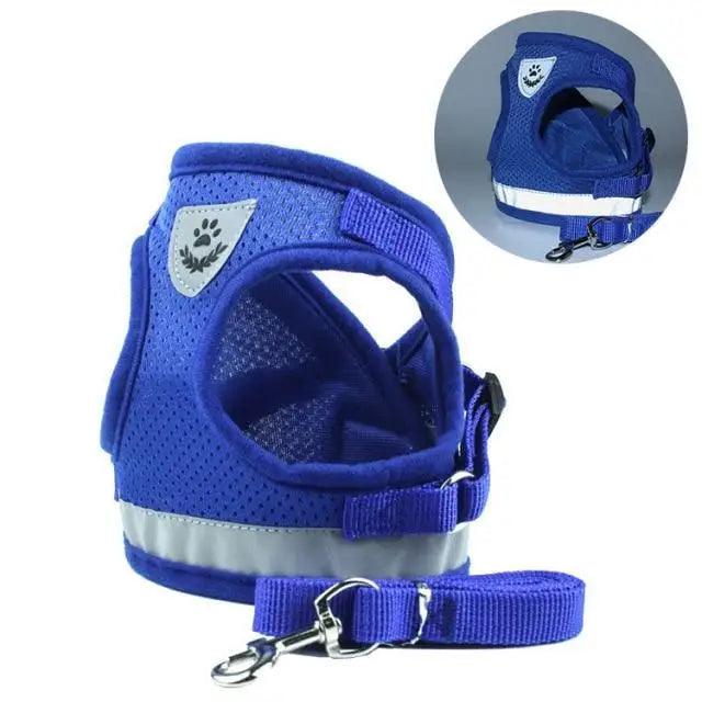 Dog Harness and Leash Set For  Small Medium Dogs Nylon Mesh Puppy Cat Harnesses Vest Reflective Walking Lead Leash Puppy Harness and Leash No Pull Adjustable Reflective Harness with Soft Mesh for Puppies and Small Dogs-Harnesses-BIG FRENCHIES-Stevvex