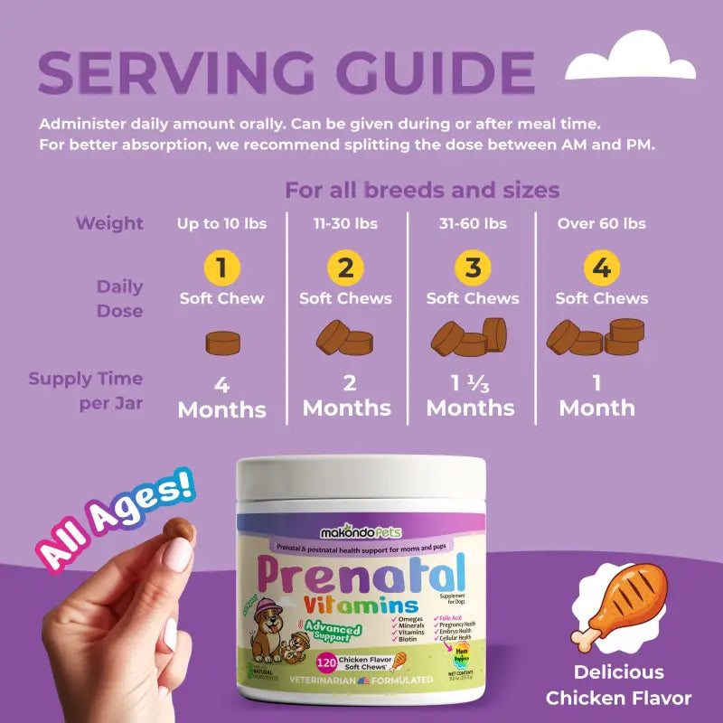 Dog Prenatal Vitamins - 120 Soft Chews - BIG FRENCHIES