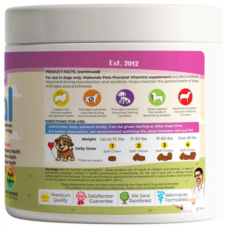 Dog Prenatal Vitamins - 120 Soft Chews - BIG FRENCHIES
