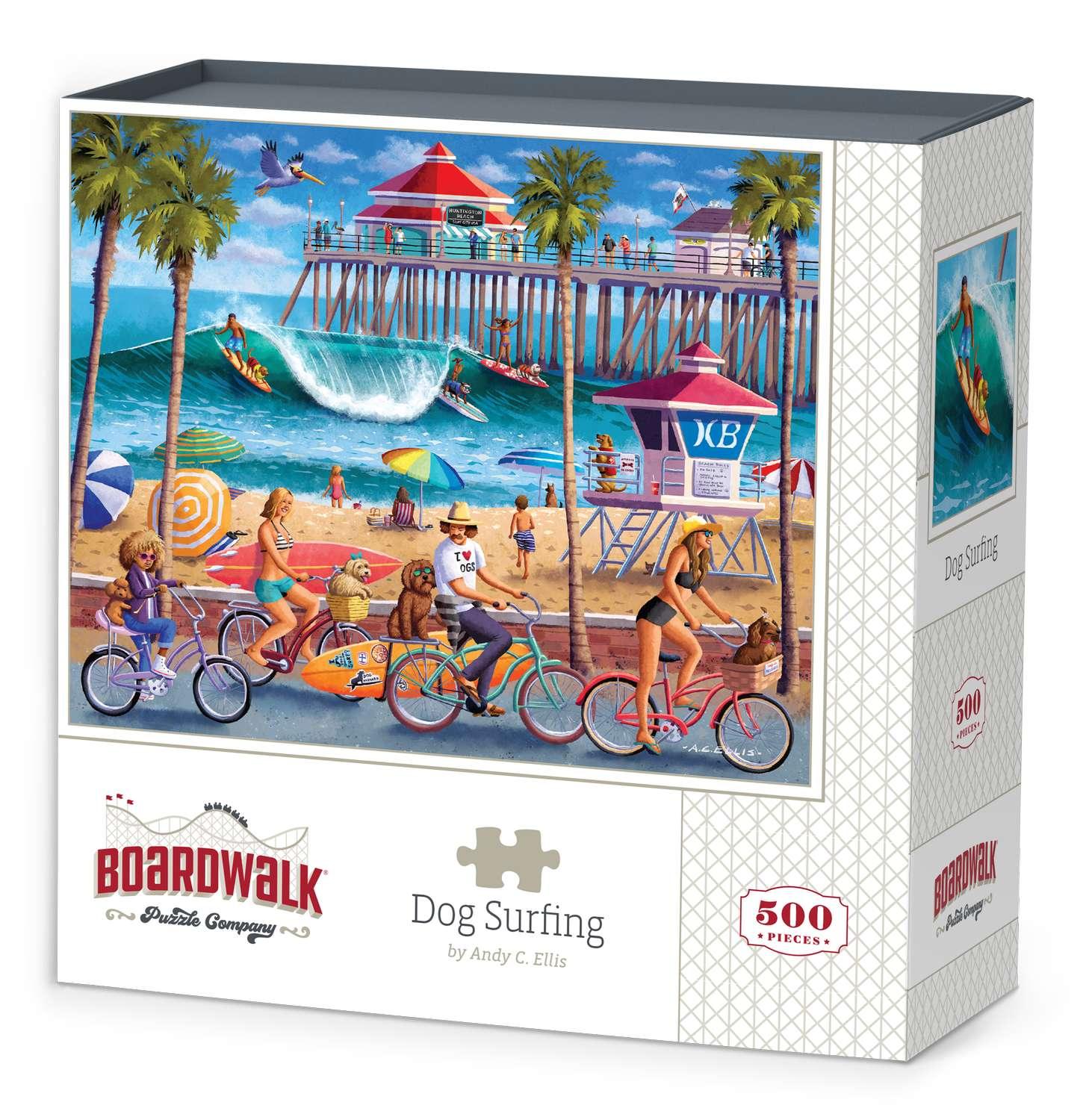 Dog Surfing 500 Piece Jigsaw Puzzle by Boardwalk Puzzle Company - BIG FRENCHIES