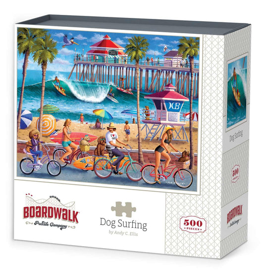 Dog Surfing 500 Piece Jigsaw Puzzle by Boardwalk Puzzle Company - BIG FRENCHIES