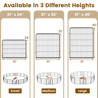 16 Panel 24/32/40 Inches Height Dog Playpen with Lock and Large Door