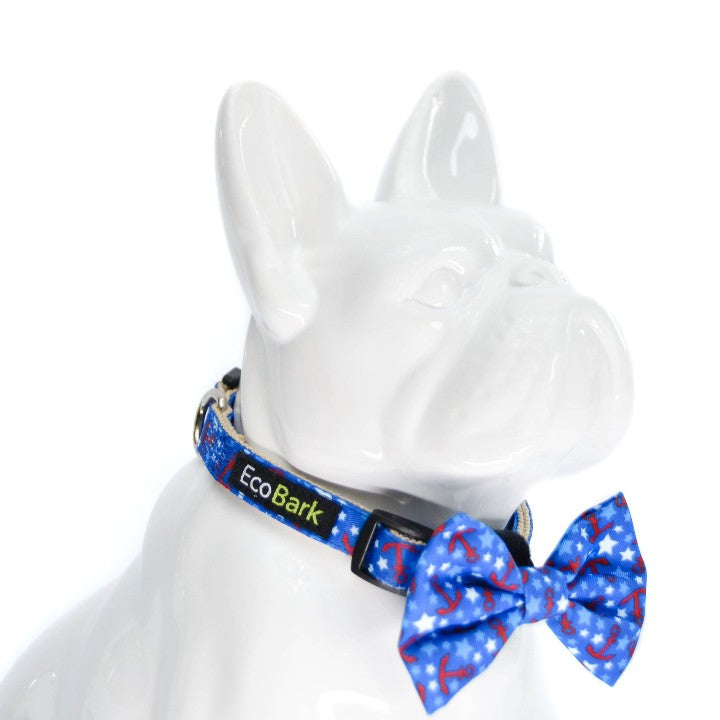 EcoBark Bow Tie Collar - Nautical Print - BIG FRENCHIES