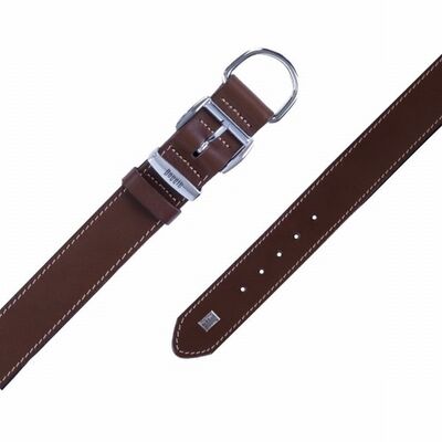 Doggie Comfort Leather Dog Collar Brown Durable Fit 55 cm