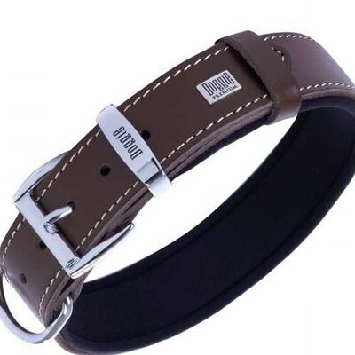 Doggie Comfort Leather Dog Collar Brown 3.5x60 cm