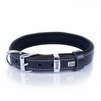 Doggie Royal Blue Leather Dog Collar Comfort Design 25-30cm