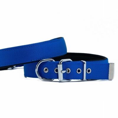 Doggie Comfort Woven Dog Collar Royal Blue 2.5x37-45 cm