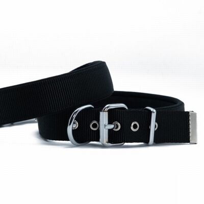 Doggie Comfort Woven Dog Collar Black Durable Nylon 45cm
