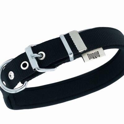 Doggie Comfort Woven Dog Collar Black Durable Nylon 45cm