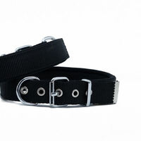 Doggie Comfort Woven Black Dog Collar for Large Breeds 57-65 cm