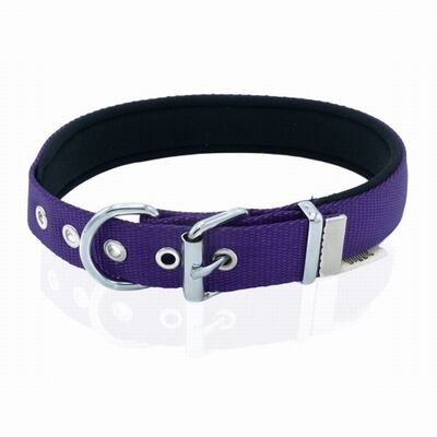 Doggie Comfort Purple Woven Dog Collar Adjustable 37-45cm