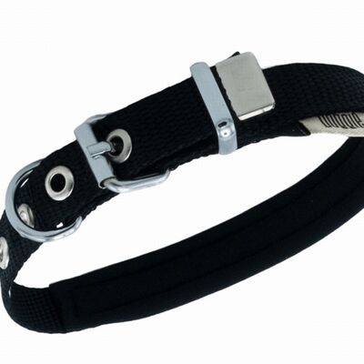 Doggie Comfort Woven Black Dog Collar Adjustable 20-25cm