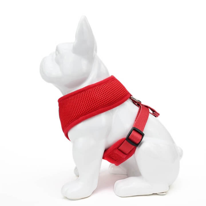 EcoBark Chery Red Dog Harness - Over-the-Head Soft Mesh Dog Vest Halter for Small to Medium Dogs and Puppies - BIG FRENCHIES