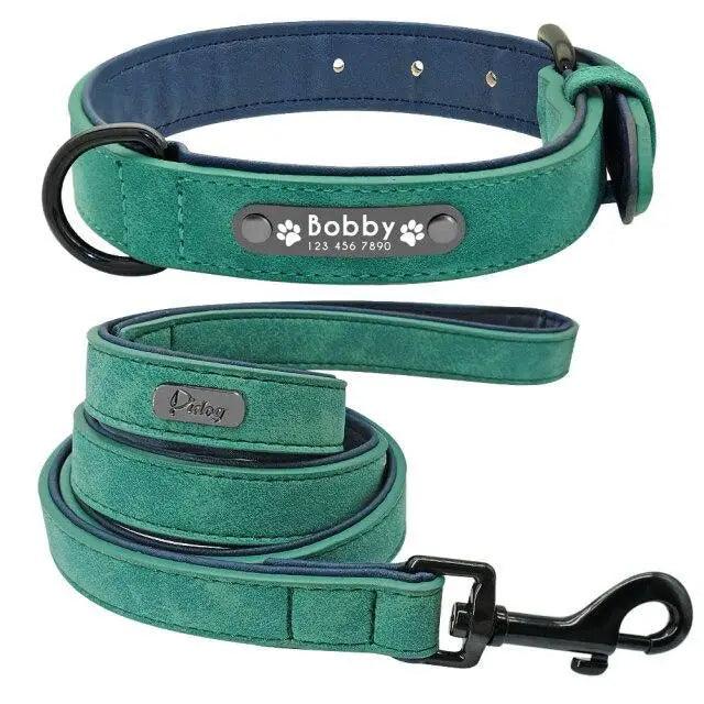 Dogs Collars Personalized Padded Collar Leather Dog Walking Leash For Small Medium Large Dogs Dog Collar and Leash Dog Collar and Leash Leather Padded Dogs Collars Lead Rope