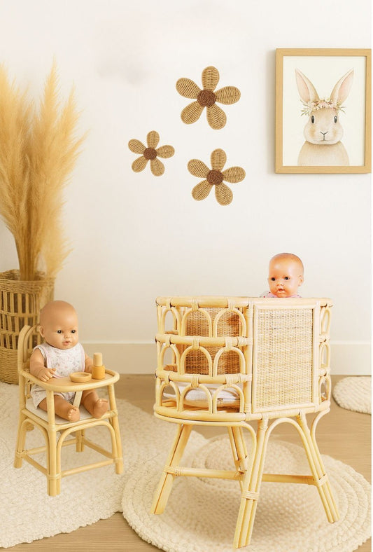 Rattan Doll Crib – Handmade Wicker Doll Bed, Boho Montessori Toy Bassinet for Girls