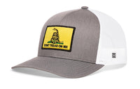 Dont Tread On Me Trucker Hat  |  Black Gadsden Flag Yellow Snapback
