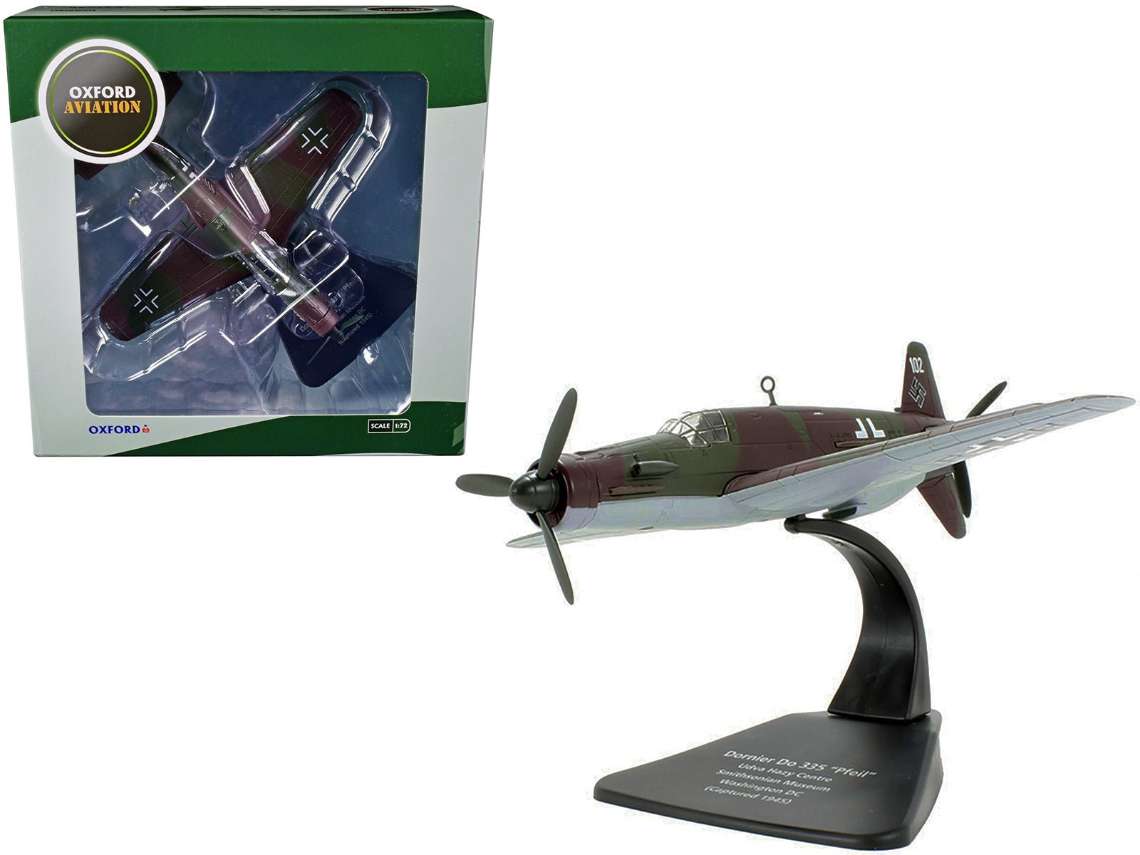 Dornier Do 335 "Pfeil" Fighter Plane "Udva Hazy Centre Smithsonian Museum Washington DC" (Captured 1945) "Oxford Aviation" Series 1/72 Diecast Model Airplane by Oxford Diecast  free shipping USA