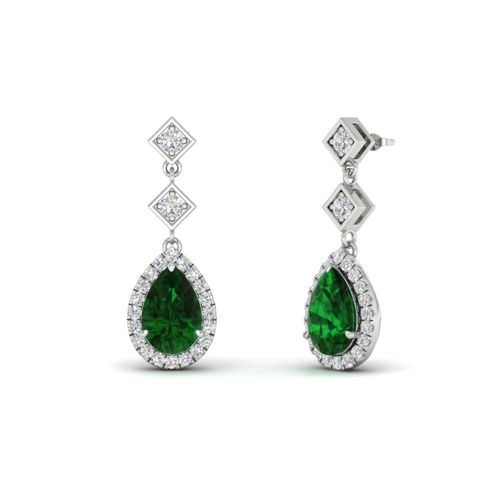 Double Drop Pear Halo Earring
