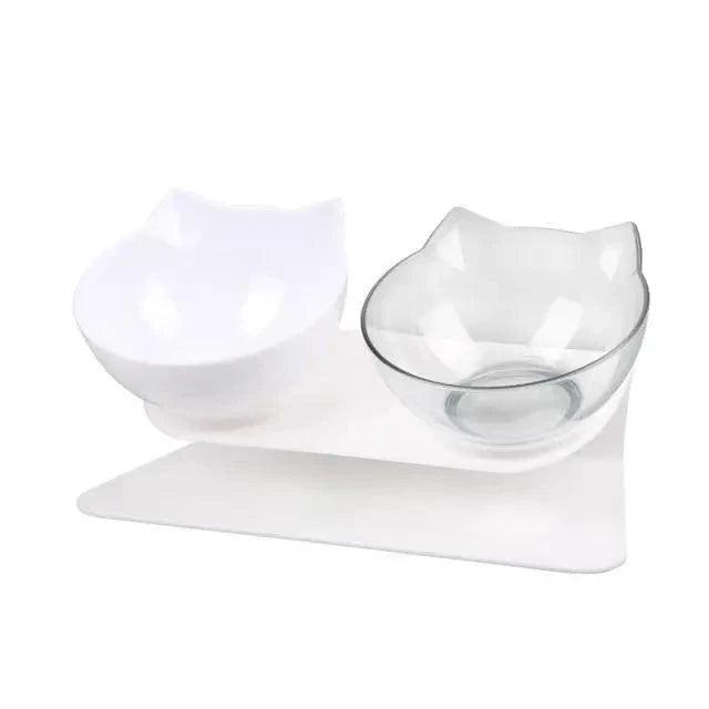Double Transparent Non-slip Food Bowl With Protection For Cats Modern Kitten Food Bowl Pet Accessories