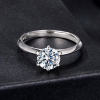 925 Sterling Silver Moissanite 1 Carat Ring Size 6