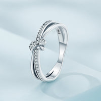 S925 Sterling Silver Oxidized Pavé Setting CZ Ring Size 6 for Women
