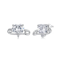 925 Sterling Silver White Gold Plated CZ Pavé 1.0x1.7cm Earrings for Women