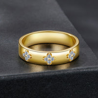 925 Sterling Silver Moissanite Gold Plated Ring for Women, Size 6