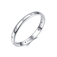 925 Sterling Silver Size 6.0 Plated Platinum Pavé Setting CZ Ring for Women