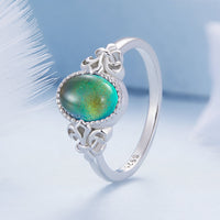925 Sterling Silver Ring 1.7mm Size 6.0 with Transparent Glass for Women
