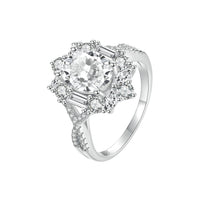 925 Sterling Silver 2 Carat Moissanite Ring in White Gold Plating - Size 8 for Women