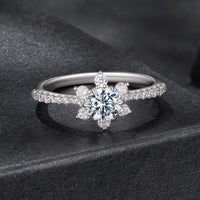 925 Sterling Silver Pavé Moissanite Ring with CZ - Size 6
