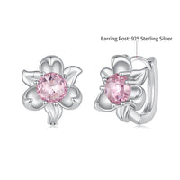 925 Sterling Silver White Gold Plated Transparent Glass 1.4 x 1.2 cm Hoop Earrings for Women
