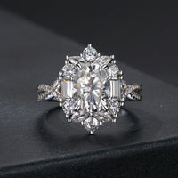925 Sterling Silver 2 Carat Moissanite Ring in White Gold Plating - Size 8 for Women