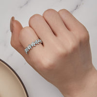 925 Sterling Silver Enamel Process Plated Platinum Ring Size 6 for Women