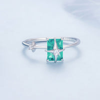 925 Sterling Silver 1.40mm Width CZ & Glass Ring Size 6 for Women