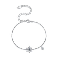 925 Sterling Silver White Gold Plated Moissanite Adjustable 15+6cm Bracelet for Women