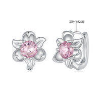 925 Sterling Silver White Gold Plated Transparent Glass 1.4 x 1.2 cm Hoop Earrings for Women