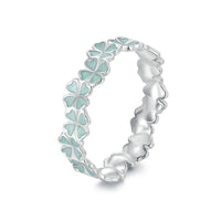 925 Sterling Silver Enamel and Platinum Plated Ring Size 6 for Women