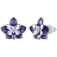 925 Sterling Silver White Gold Plated Enamel Pavé CZ 1.0*1.2cm Earrings for Women