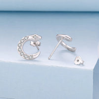 925 Sterling Silver White Gold Plated CZ Pavé 1.2*1.1cm Earrings for Women
