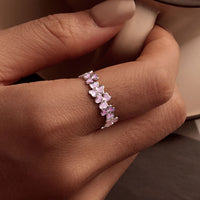 925 Sterling Silver Enamel Platinum Plated Ring Size 6 for Women