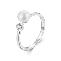 925 Sterling Silver Moissanite & Freshwater Pearl Ring 3mm Size 6 for Women