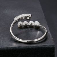 925 Sterling Silver Moissanite & Freshwater Pearl Ring, White Gold Plated, Size E for Women