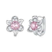 925 Sterling Silver White Gold Plated Transparent Glass 1.4 x 1.2 cm Hoop Earrings for Women