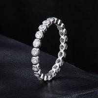 925 Sterling Silver 2mm Moissanite Ring Size 7 for Women